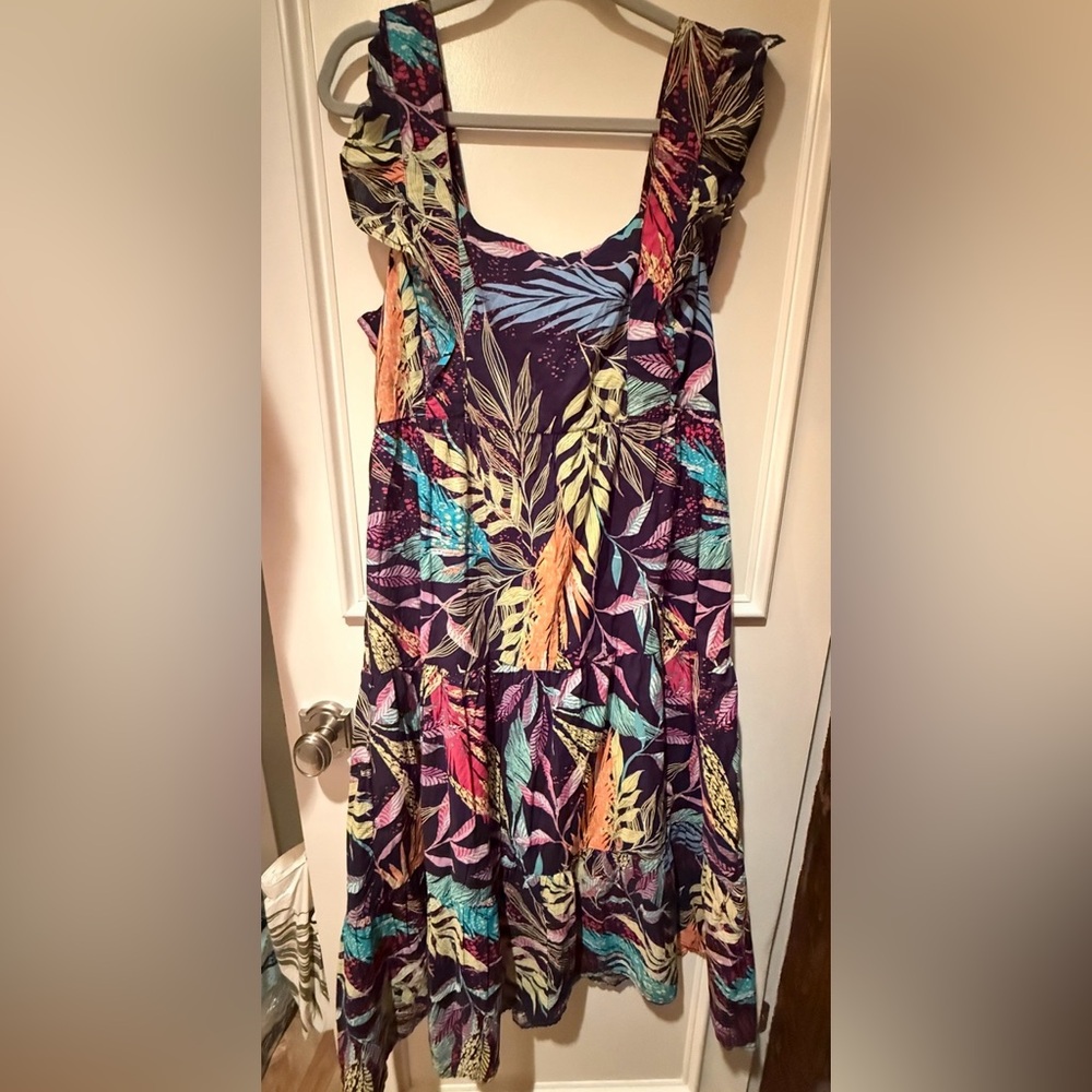 BeachLunchLounge Botanical Tiered Sundress Tie Back Sleeveless | Size XL